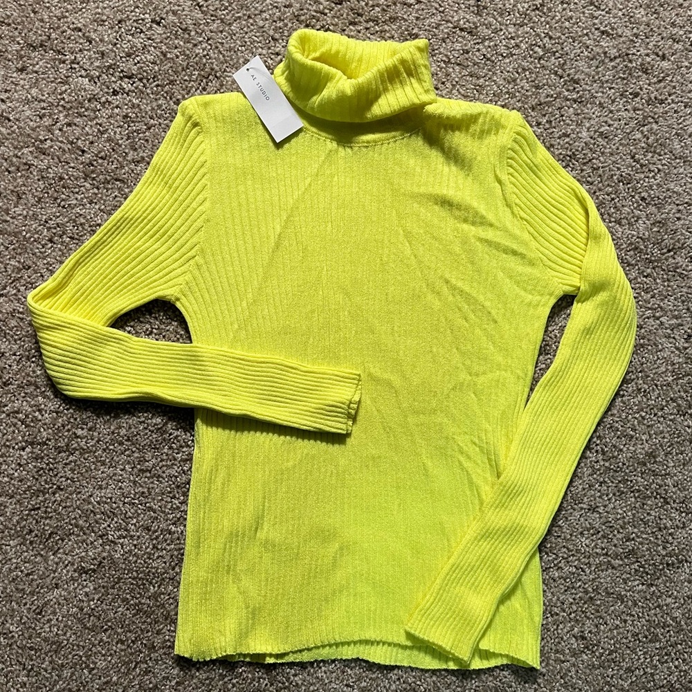 NWT AE Neon Yellow Turtle Neck Sweater